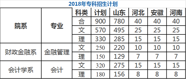 山东财经大学东方学院2018年专科计划招生90