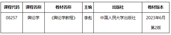 内蒙古招生考试信息网：关于我区高等教育自学考试“舆论学”课程考试教材调整的公告