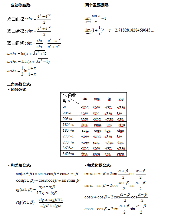 成考数学公式汇总-1