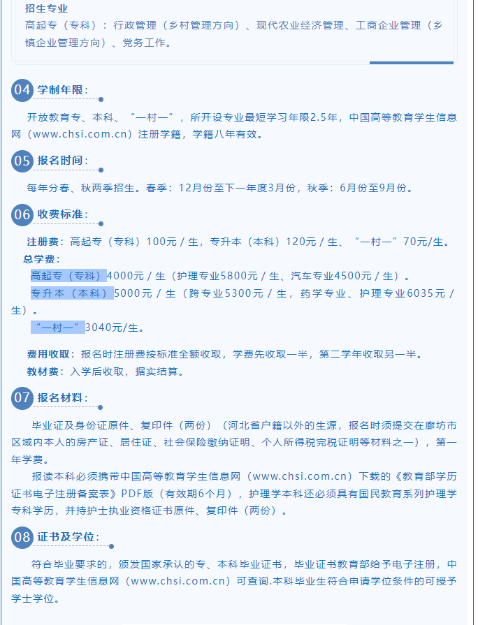 廊坊开放大学（安次分校）2023年招生简章