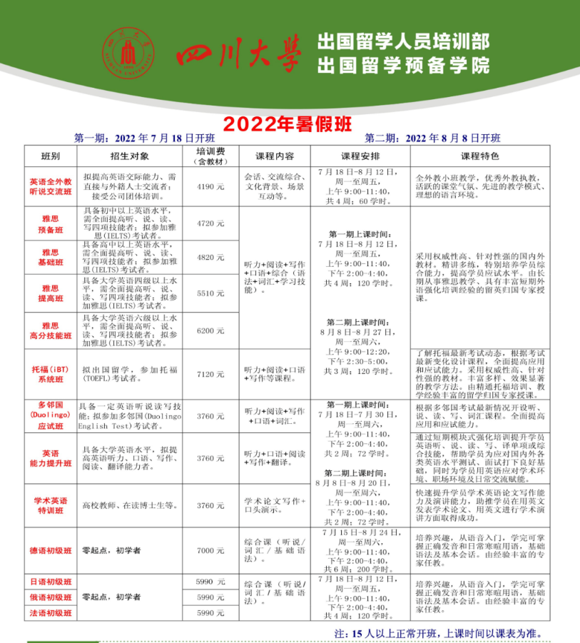 四川大学雅思培训联系电话是多少