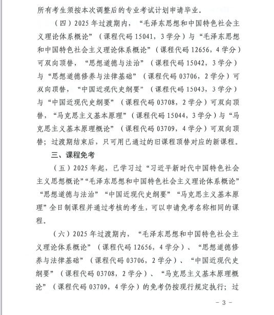 青海省教育招生考试院关于调整高等教育自学考试思想政治理论课课程设置的通知