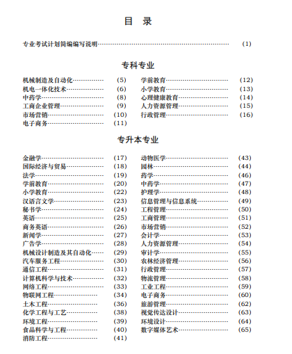 江苏省高等教育自学考试专业考试计划简编（2024年版）