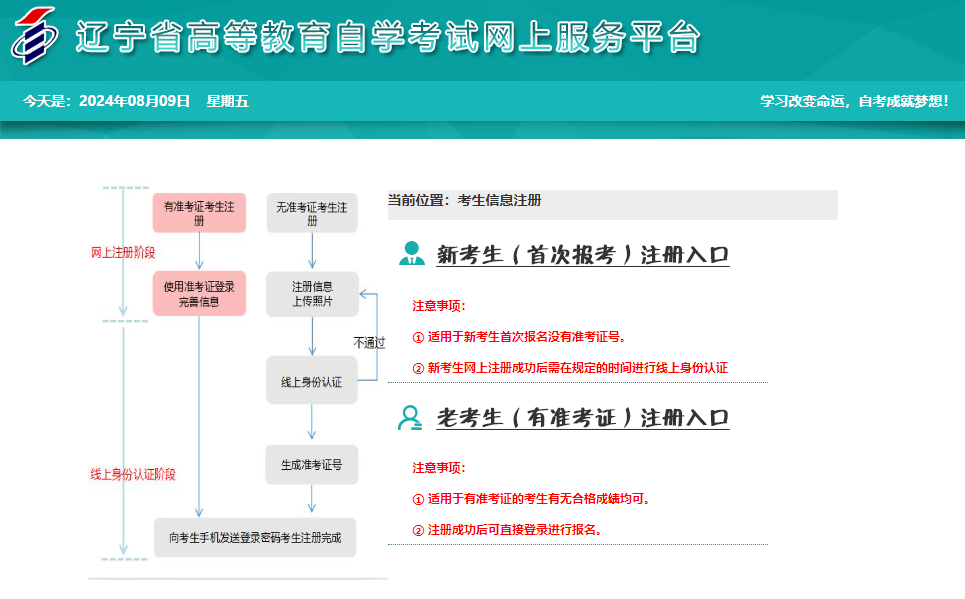 辽宁省2024年10月自学考试报名官网